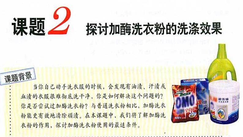 人教版新课标高中生物选修一 同步课件专题4-2 探讨加酶洗衣粉的洗涤效果 课件01