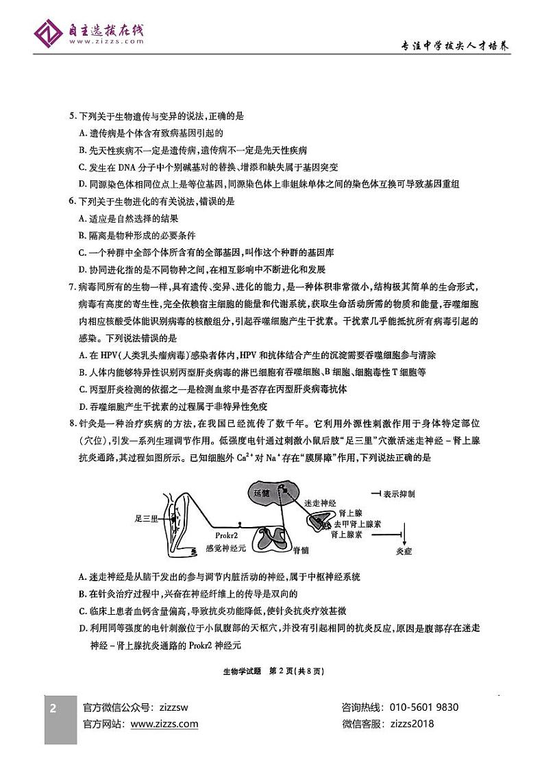 安徽江淮十校2025届高三第一次联考生物试题及答案02
