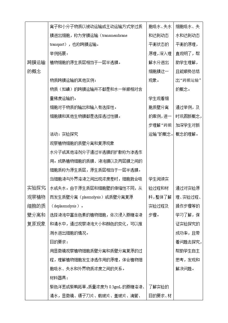 沪科版（2019）高中生物必修一 4.1质膜参与物质交换和信息交流（课时1）课件 +教案03