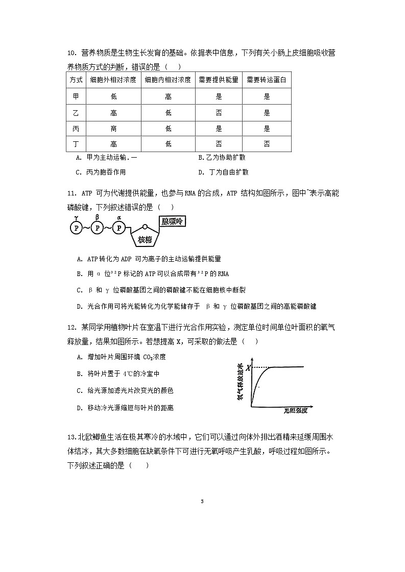 安徽省蚌埠第四中学2024—2025学年高二上学期开学考试生物试题03