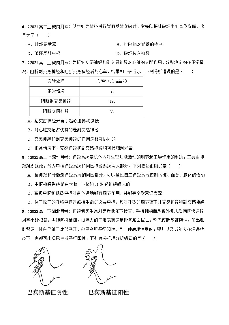 高中生物学北师大版2019选择性必修一2.4-2.5 同步练习02