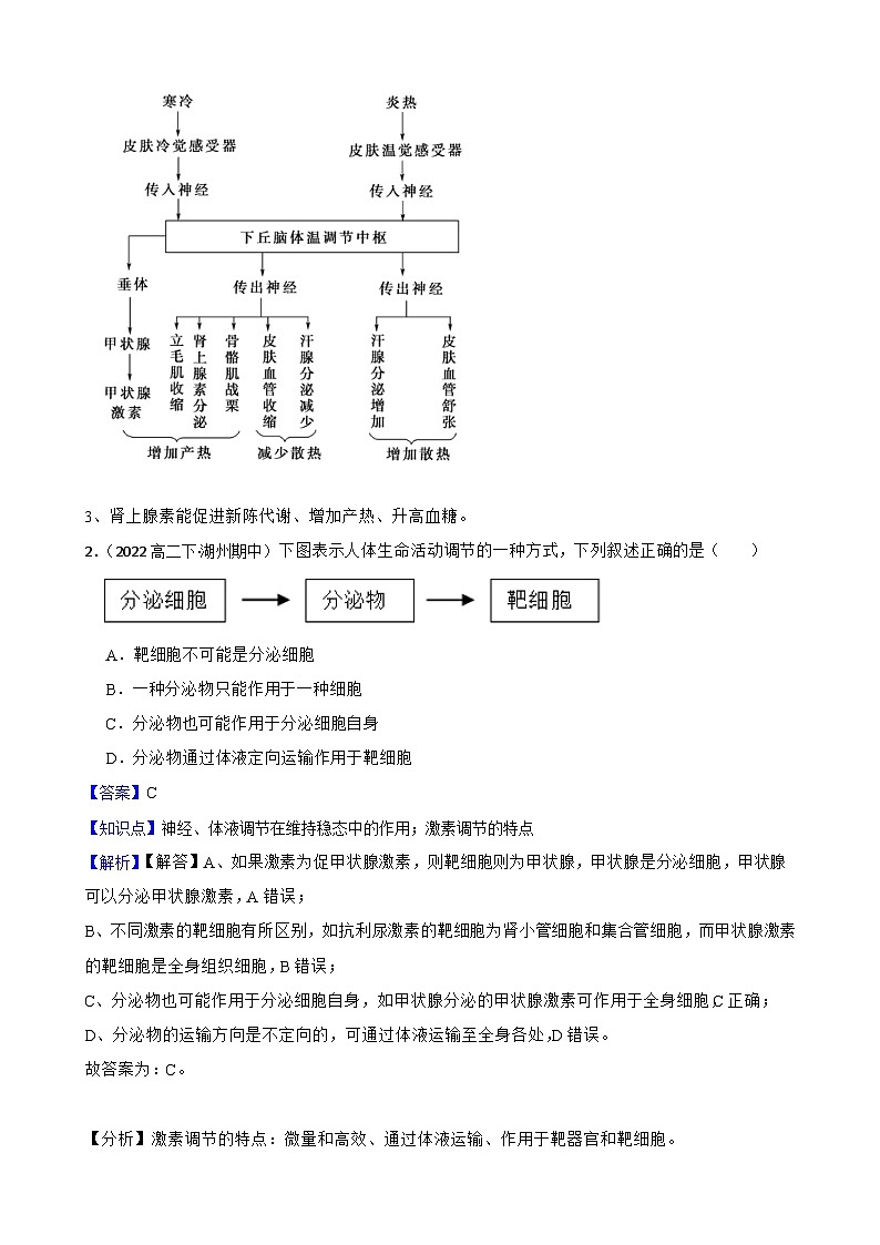 高中生物学北师大版2019选择性必修一同步练习3.5 激素的应用02