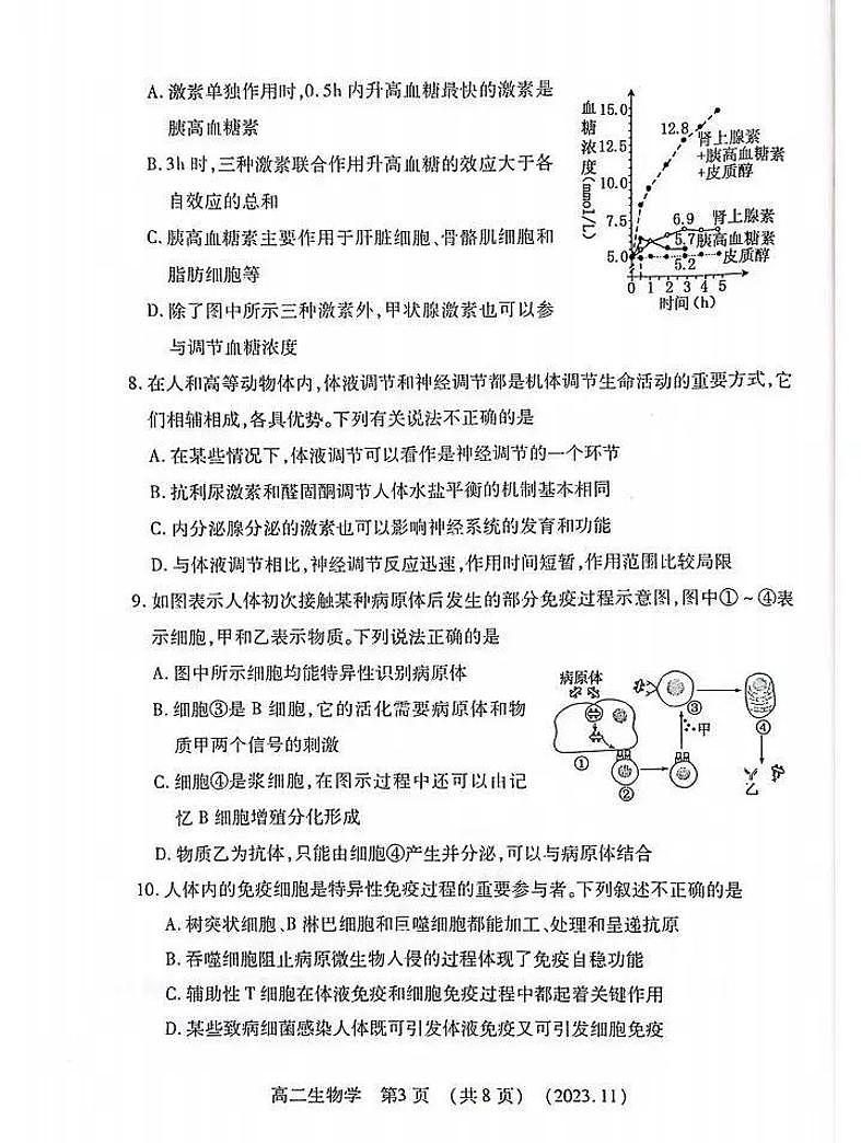 2023-2024学年河南省洛阳市高二上学期期中考试生物试卷及答案第3页