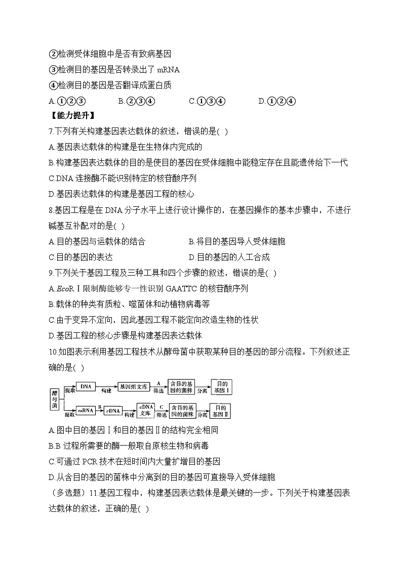 3.3基因工程的操作程序——2022-2023学年高二生物学北师大版（2019）选择性必修三同步课时训练（有解析）02