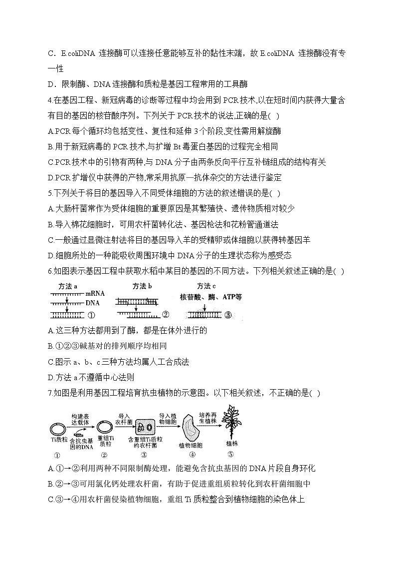 第3章 基因工程  ——2022-2023学年高二生物学北师大版（2019）选择性必修三 单元测试（有解析）02
