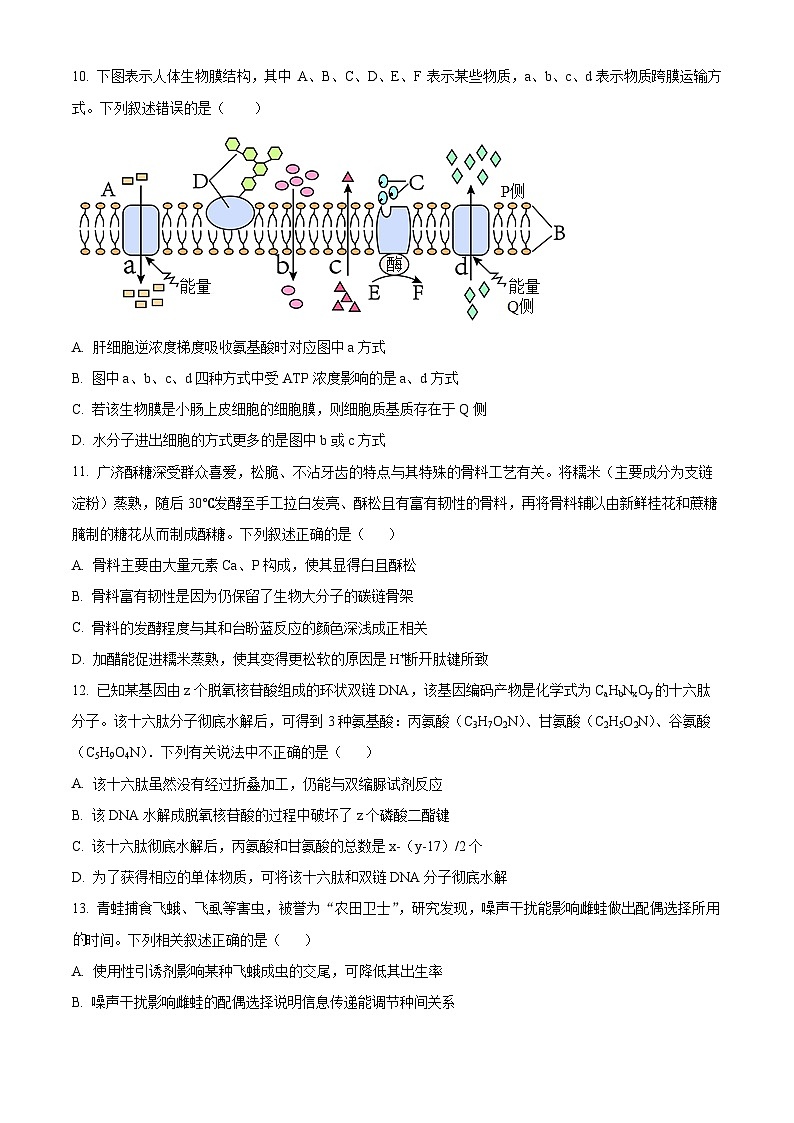 四川省遂宁中学高新校区2023-2024学年高二下学期7月月考生物试题（Word版附解析）03