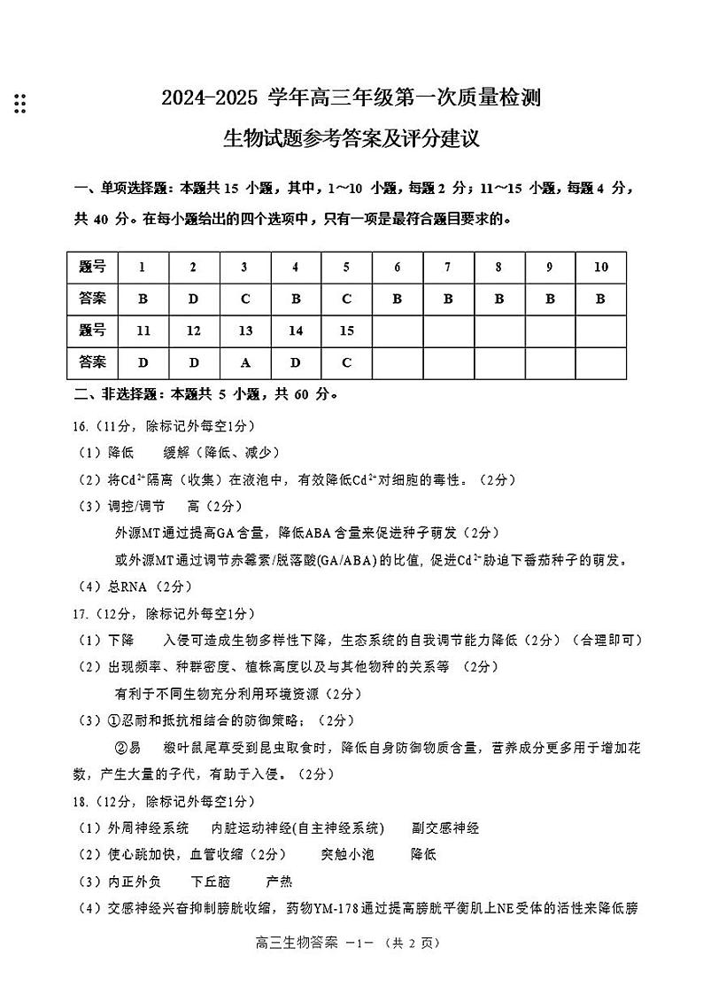 生物答案第1页