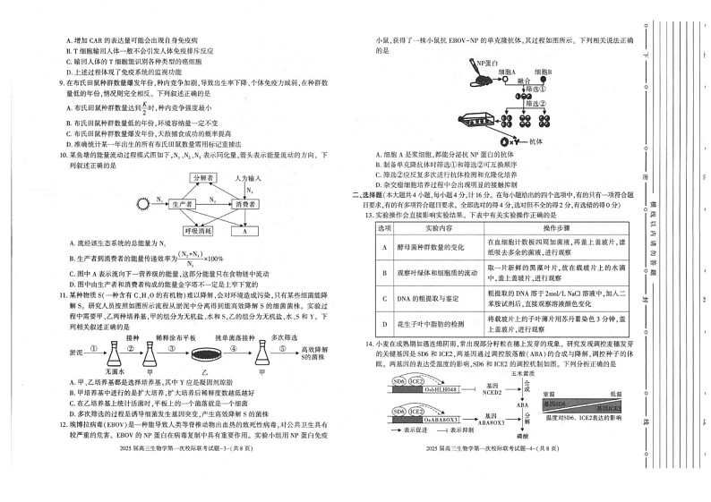 陕西省2024-2025学年高三上学期第一次校际联考（开学）生物试题第2页