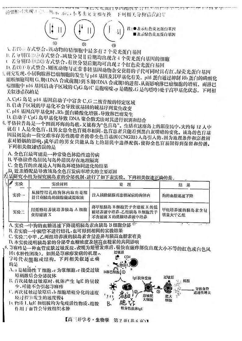 生物丨九师联盟江西省2025届高三8月开学联考生物试卷及答案第2页
