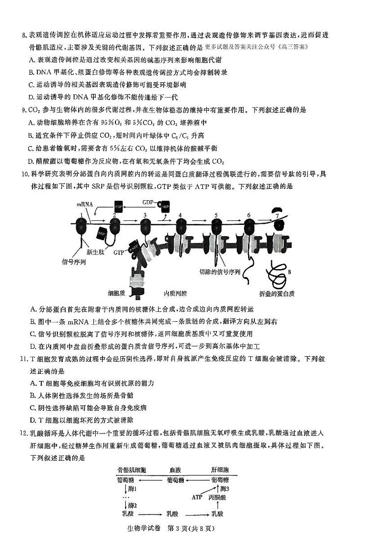 圆创联盟八月联考（生物试卷）水印第3页