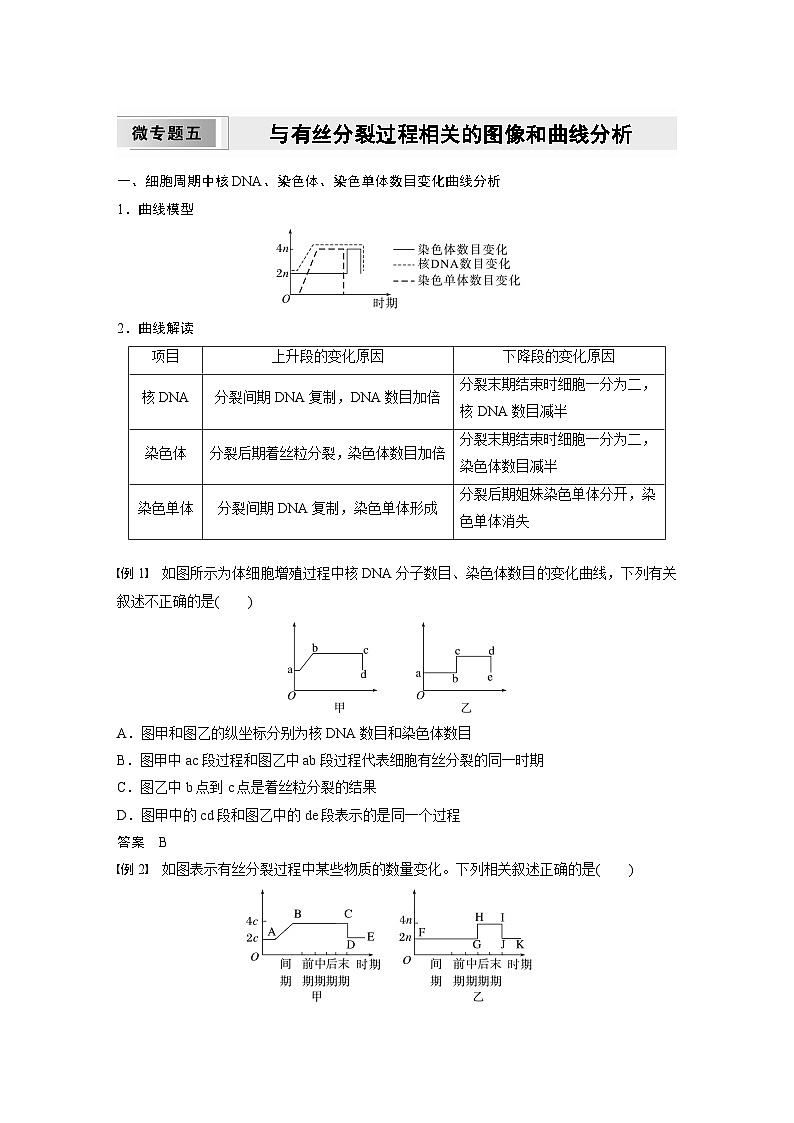 2024高中生物必修第一册（人教版2019）同步讲义第6章微专题五与有丝分裂过程相关的图像和曲线分析（Word版附解析）01