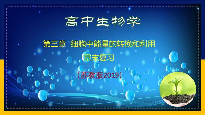 苏教版2019高一生物必修一第三章 细胞中能量的转换和利用（单元复习课件）01