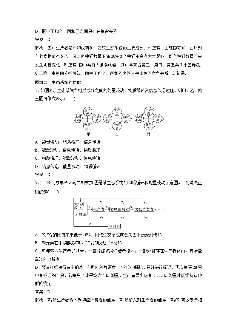 2024高中生物选择性必修第二册（人教版2019）同步讲义第3章重点突破练（三）（Word版附解析）第2页