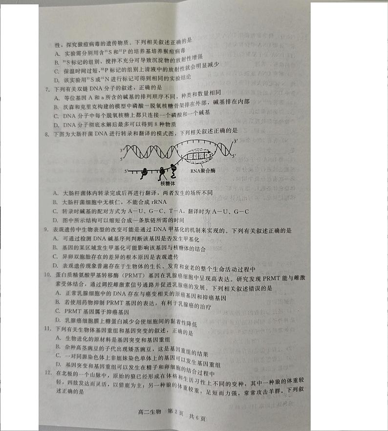 河北省尚义县第一中学等校2024-2025学年高二年上学期入学考试生物试题02