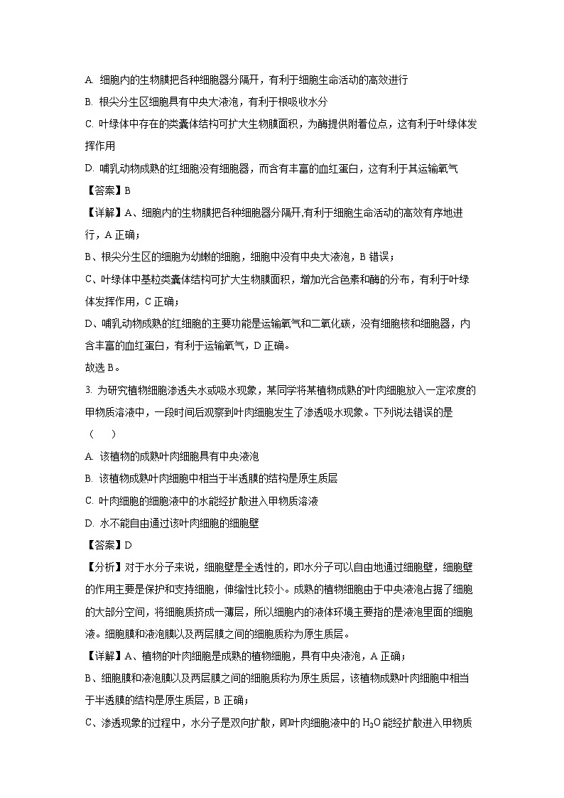 [生物][期末]湖南省长沙市宁乡市2023-2024学年高一下学期期末考试(解析版)02