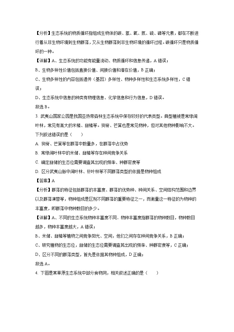 [生物][期末]福建省漳州市2023-2024学年高二下学期期末考试试题(解析版)02