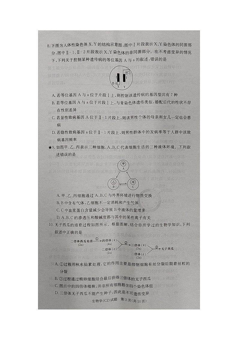 湖南省郴州市2024-2025学年高二上学期开学考试生物试题03