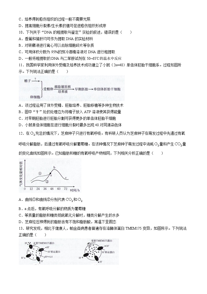 福建省名校联盟2024-2025学年高三上学期9月质量检测生物试题第3页