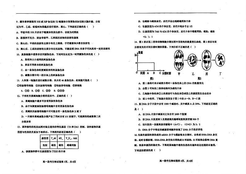 广西梧州市苍梧中学2023-2024学年高一下学期4月期中考试生物试题第2页