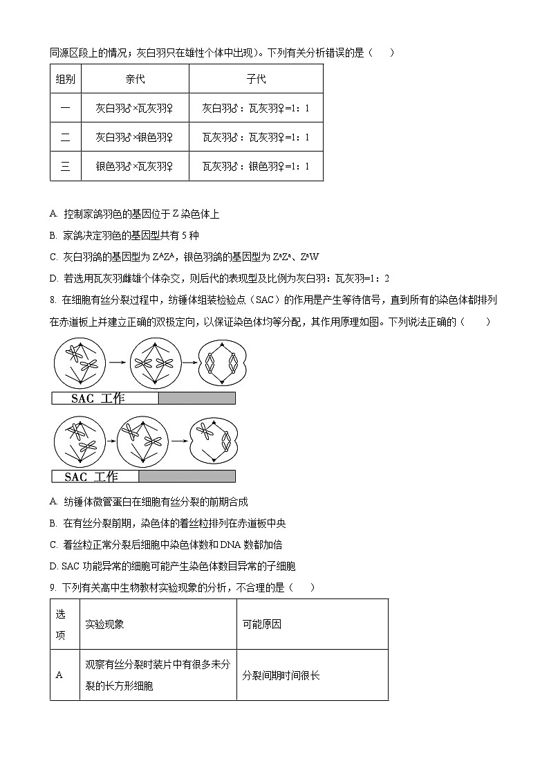 江西省南昌市聚仁高级中学2024-2025学年高二上学期入学考试生物试题（原卷版）第3页