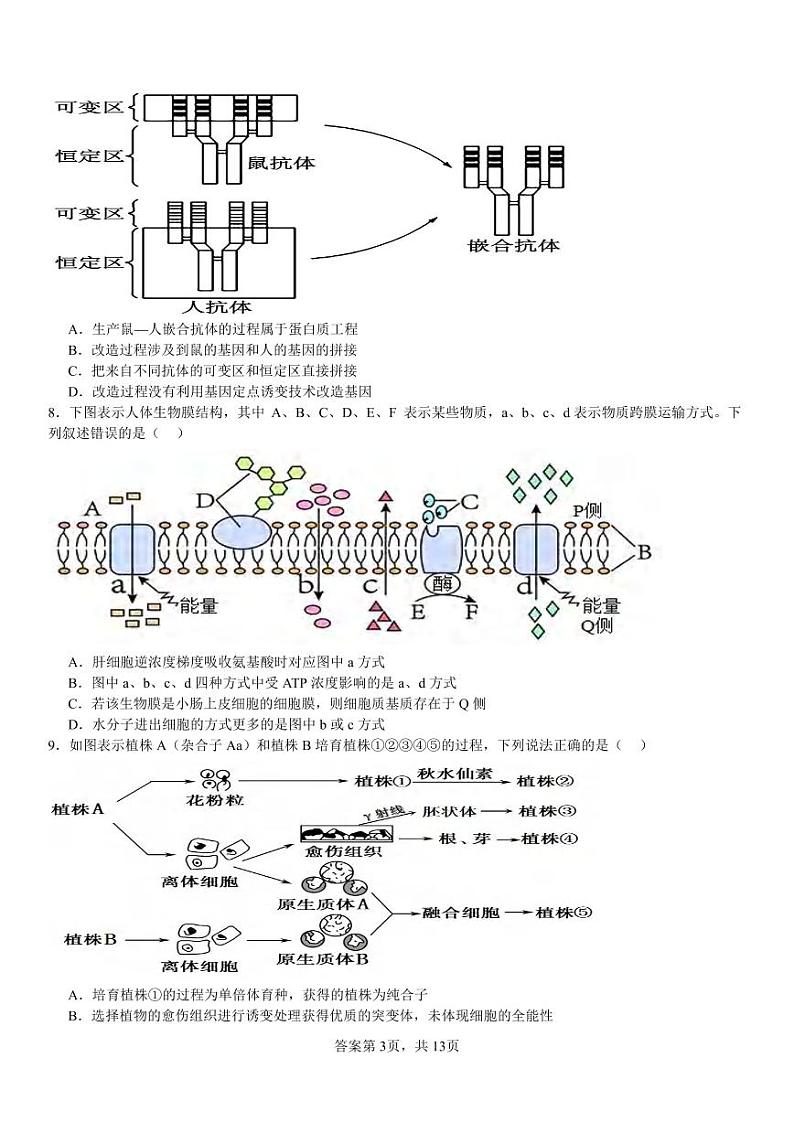 生物丨河南省安阳市林州一中2025届高三9月月考生物试卷及答案第3页