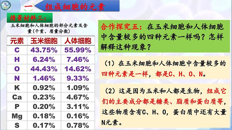 人教版（2019）高中生物必修一第二章第1节  细胞中的元素和化合物-课件06