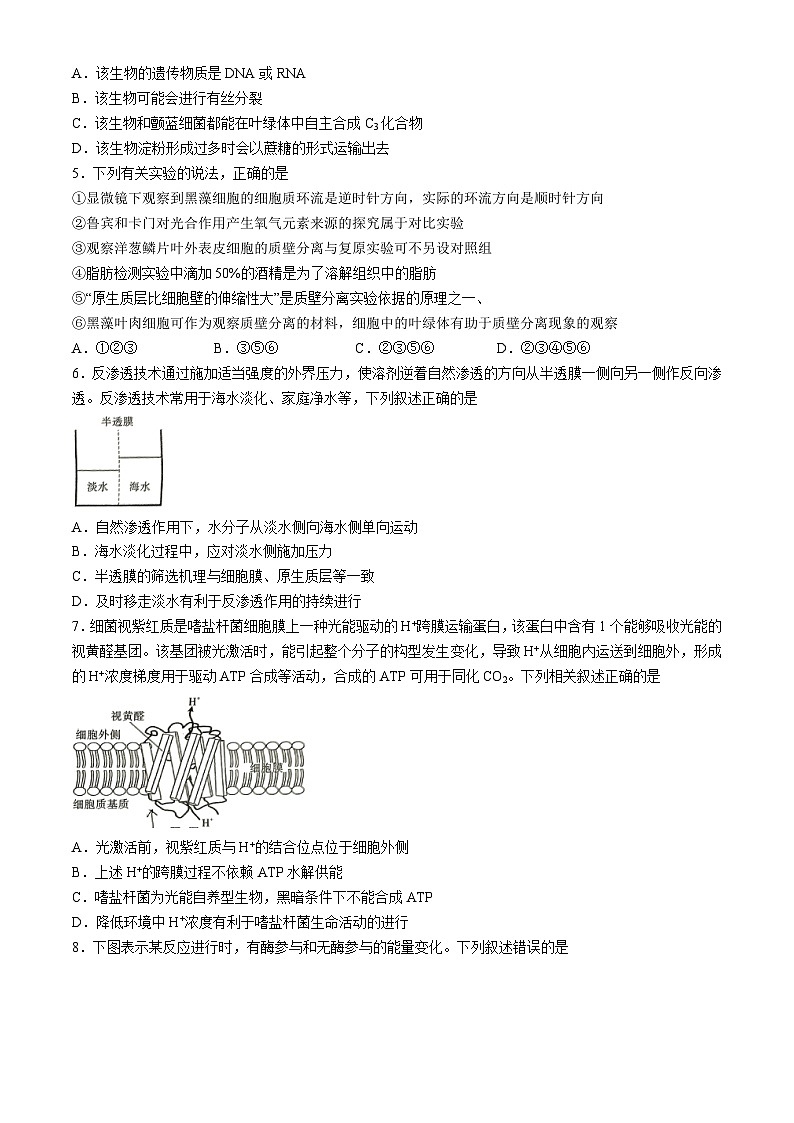 重庆市沙坪坝区南开中学校2024-2025学年高三上学期9月第一次质量检测生物试题第2页