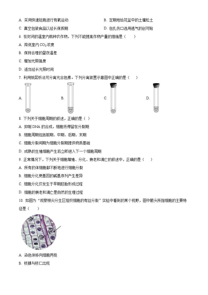 2024年北京市高中合格考生物（第一次）试题  Word版无答案第2页