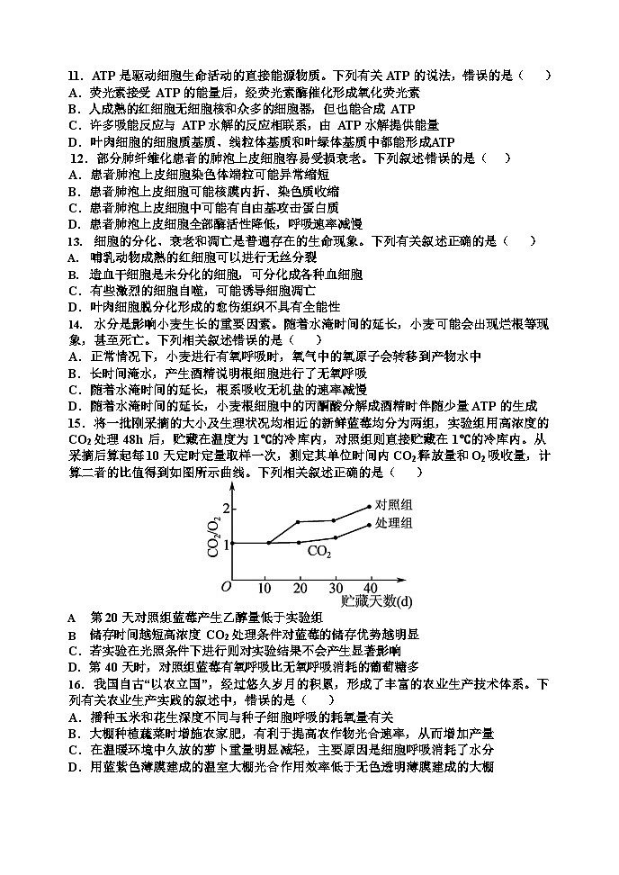 黑龙江省哈尔滨市第三中学2024-2025学年高三上学期8月月考生物试卷（Word版附答案）03