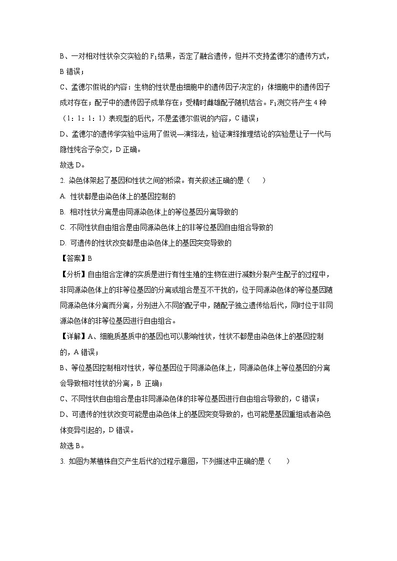 [生物][期末]湖北省武汉市重点中学5G联合体2023-2024学年高一下学期期末考试(解析版)第2页