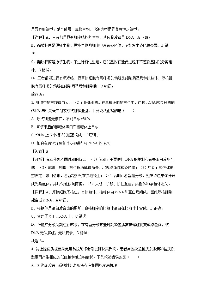 [生物][期末]福建省泉州晋江市五校2023-2024学年高二下学期期末联考试题(解析版)02