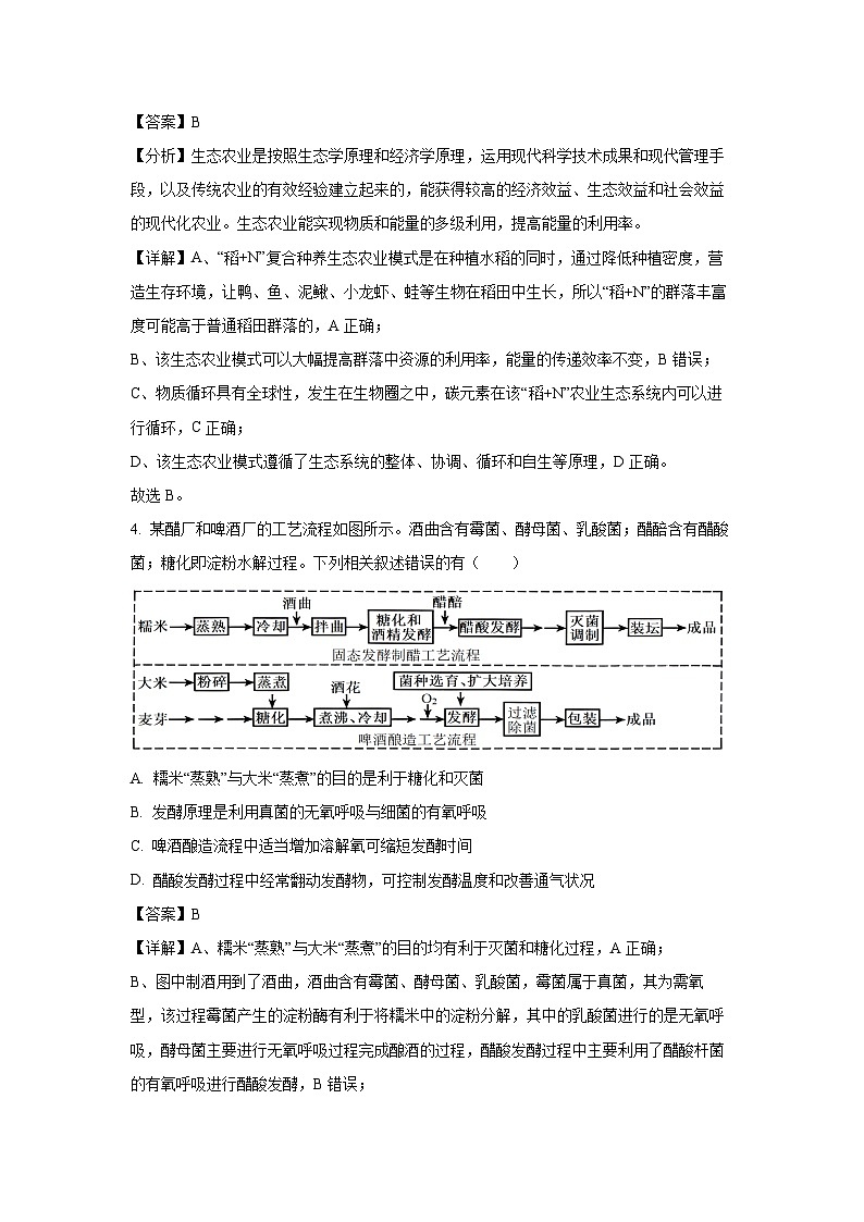 [生物]陕西省渭南市大荔县2023-2024学年高二下学期期末质量检测试卷(解析版)03