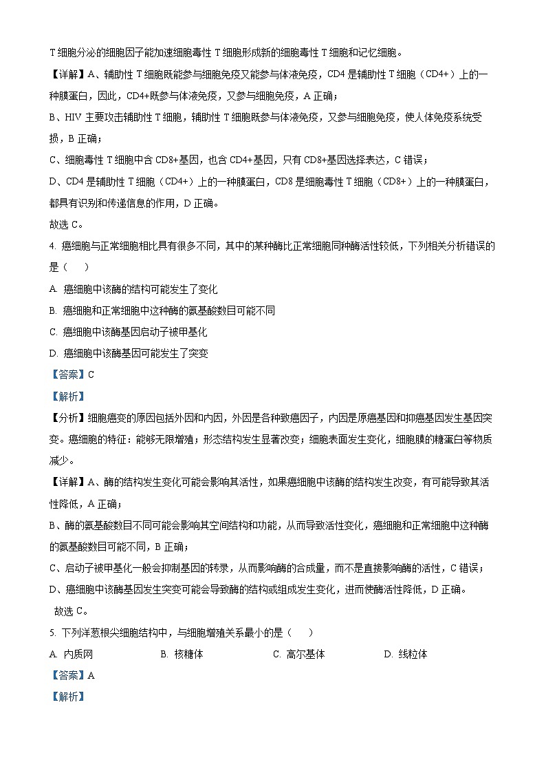 河北省新时代NT教育2024-2025学年高三上学期入学摸底测试 生物03