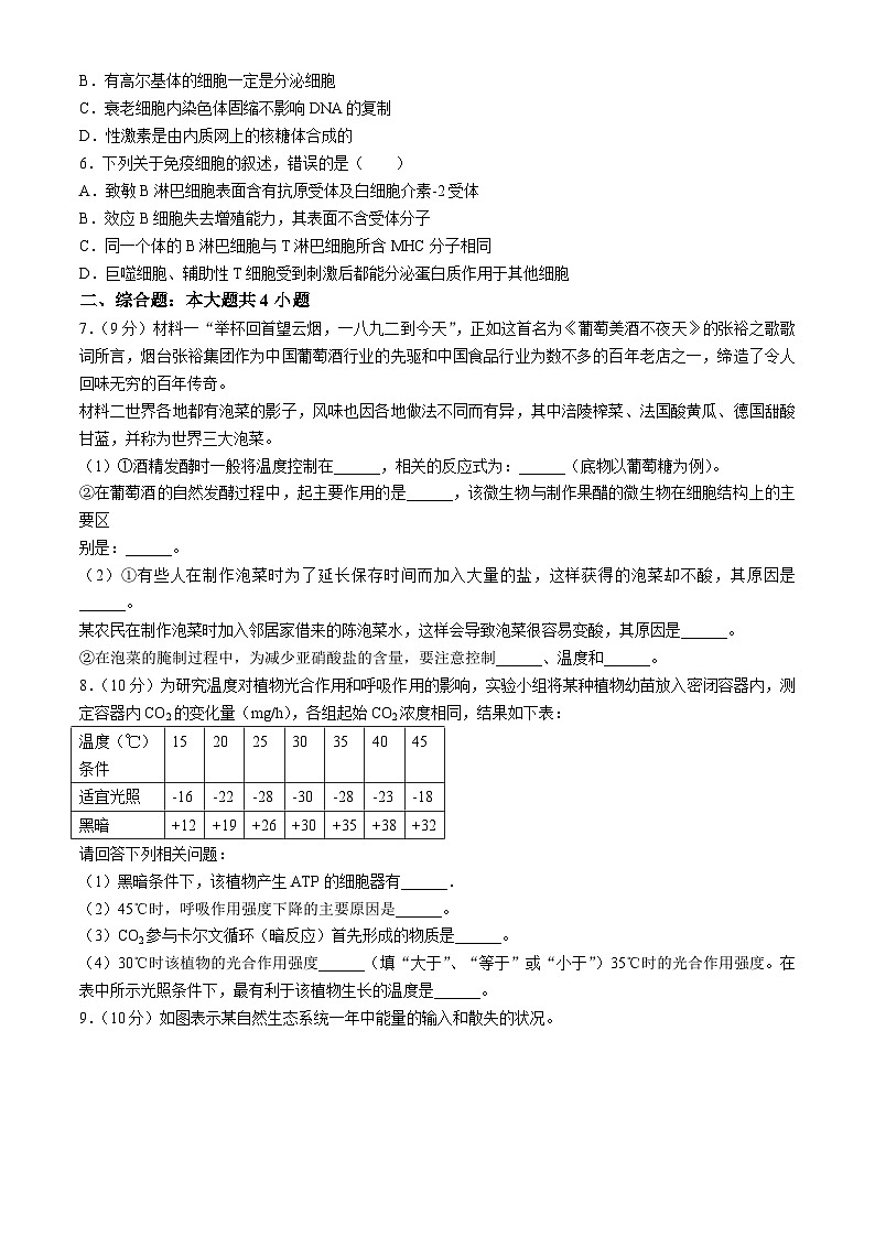 2024届山西省忻州市一中高三四模生物试题第2页