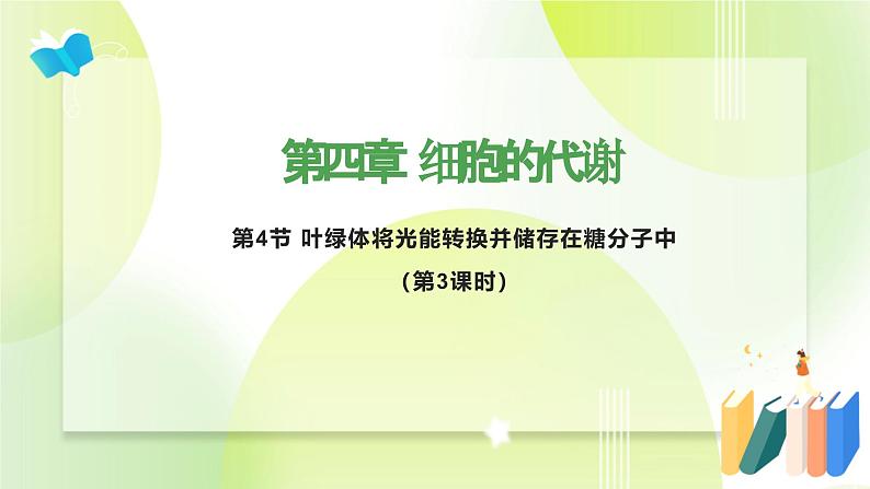 沪科技版(2020)高中生物 必修一 4.4 叶绿体将光能转换并储存在糖分子中 课件01