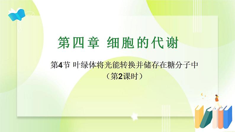 沪科技版(2020)高中生物 必修一 4.4 叶绿体将光能转换并储存在糖分子中（第2课时） 课件第1页