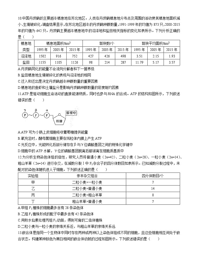 重庆市好教育联盟2024-2025学年高三上学期入学联考生物试题03