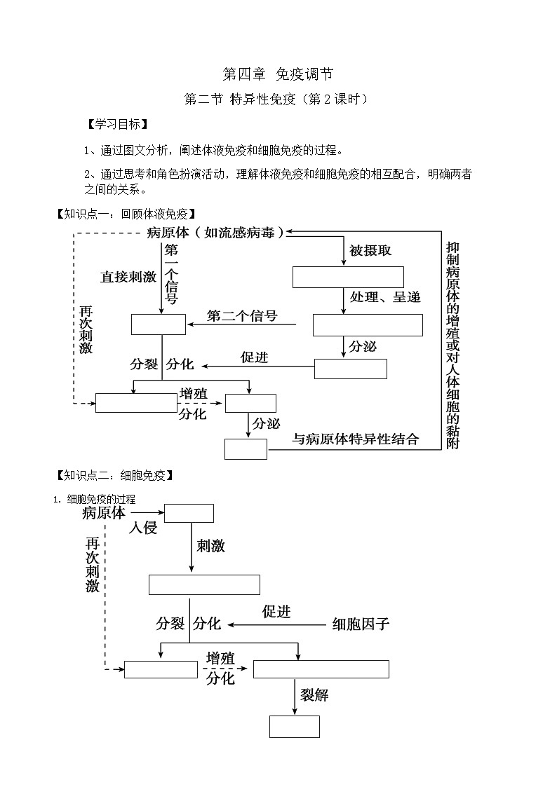 4.2特异性免疫第2课时导学案 高中生物人教版选择性必修1第1页