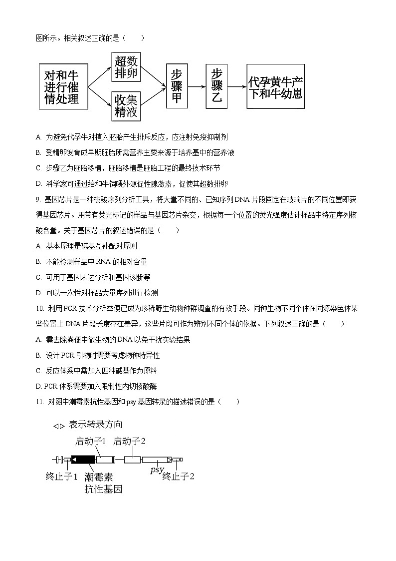 北京市丰台区2023-2024学年高二下学期期中练习生物（B卷）试题  Word版无答案第3页
