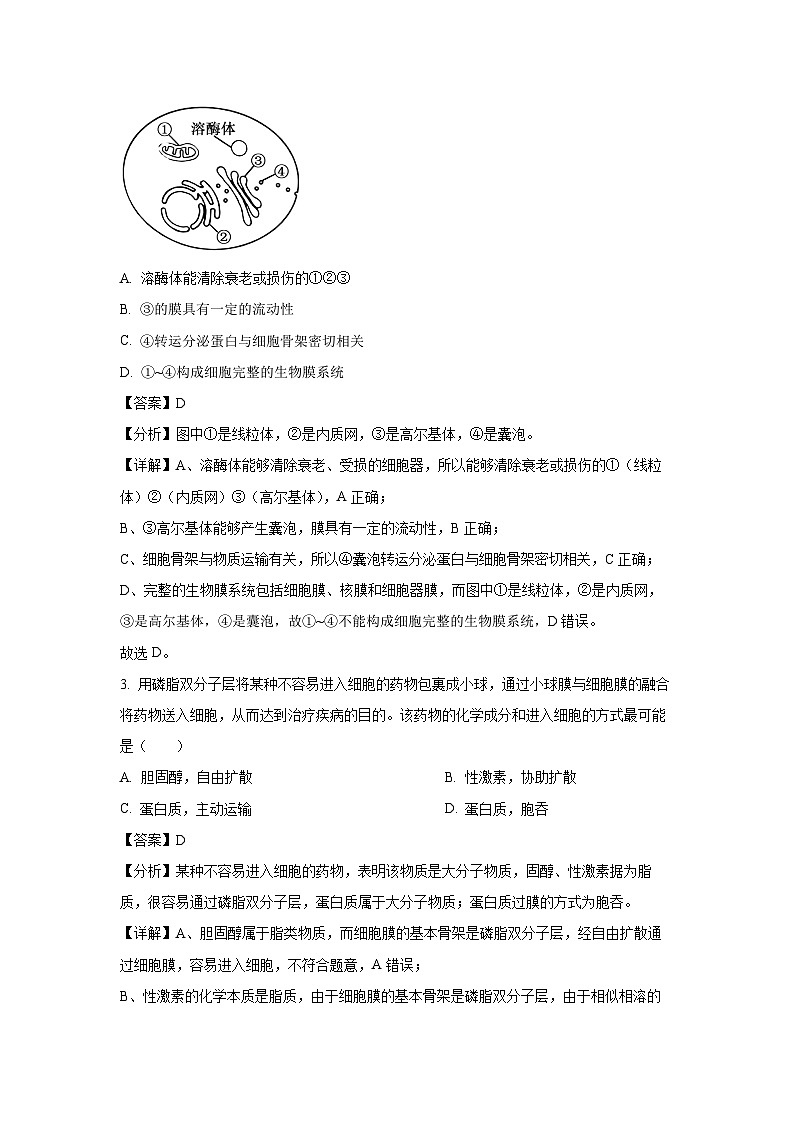 [生物]陕西省汉中市2024-2025学年高二上学期开学收心检测试卷(解析版)02