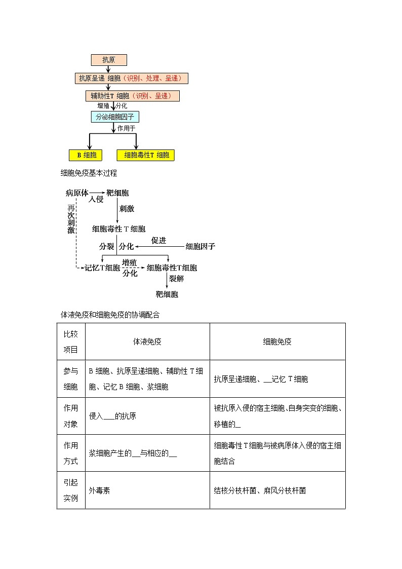 高中生物微专题-选必一知识填空-第4章 第2节 特异性免疫-2025年高考生物一轮复习知识填空练习第2页
