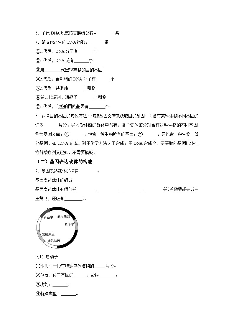高中生物微专题-选必三知识填空-第3章 第2节 基因工程的基本操作程序-2025年高考生物一轮复习知识填空练习第3页