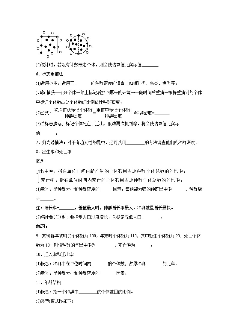 高中生物微专题-选必二知识填空-第1章 第1节 种群的数量特征-2025年高考生物一轮复习知识填空练习第2页