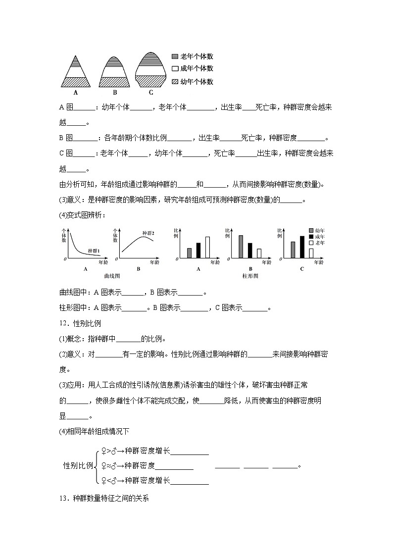 高中生物微专题-选必二知识填空-第1章 第1节 种群的数量特征-2025年高考生物一轮复习知识填空练习第3页