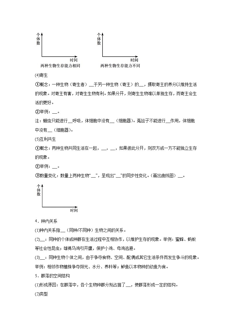 高中生物微专题-选必二知识填空-第2章 第1节 群落的结构-2025年高考生物一轮复习知识填空练习第2页