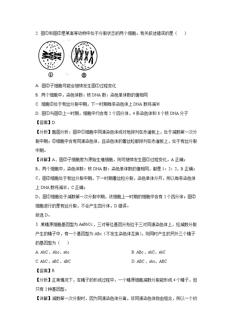 [生物]陕西省渭南市大荔县2023-2024学年高一下学期期末质量检测(解析版)02