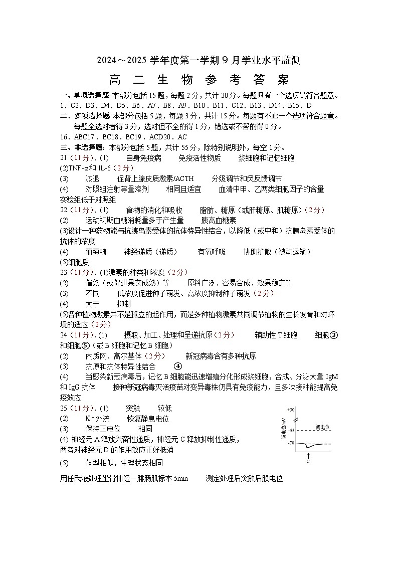高二生物参考答案第1页