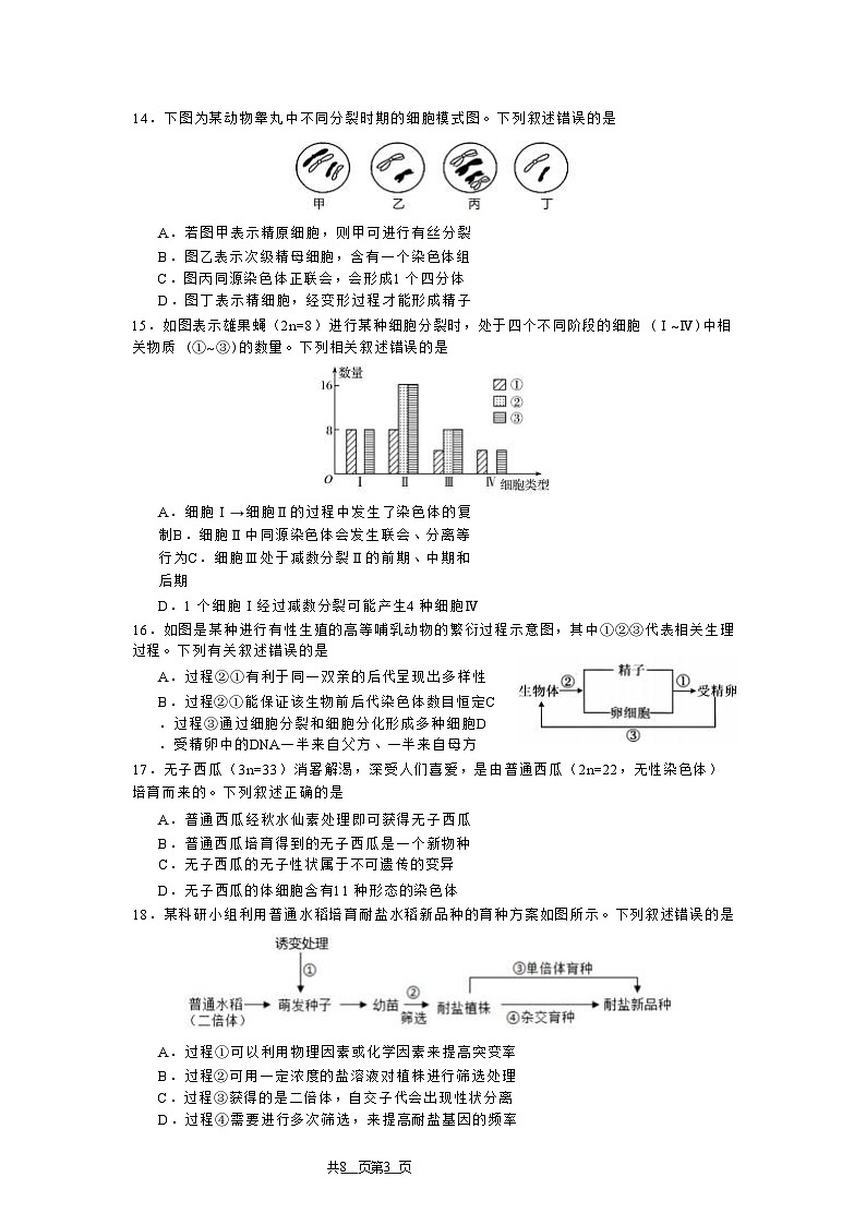 四川省成都市第七中学2023-2024学年高一下学期高2026届期末考试+生物第3页