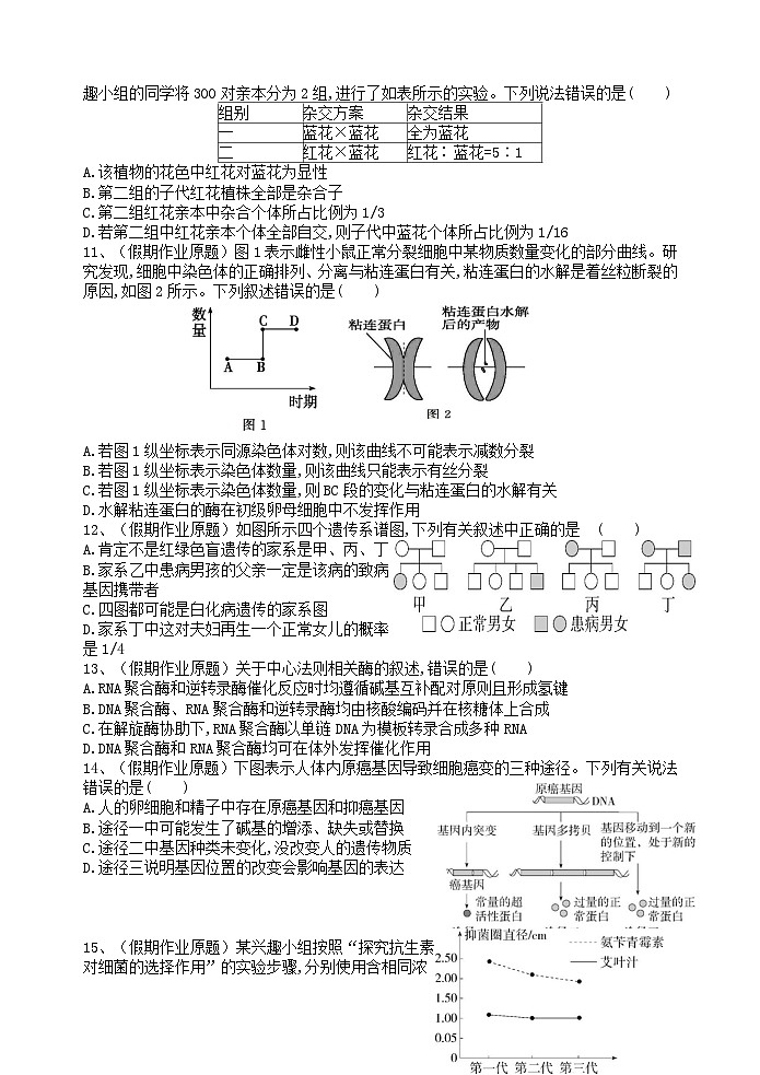 江苏省启东中学2024-2025学年高二上学期期初调研生物试卷（Word版附答案）03
