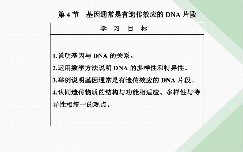 人教版高中生物必修2第3章基因的本质第4节基因通常是有遗传效应的DNA片段课件第2页